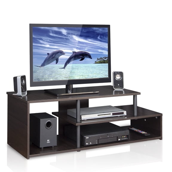 Pemberly Row Wood Low Rise TV Stand for TV up to 46" in Espresso/Black