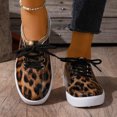 thumbnail image 2 of Low Top Sneakers for Women Leopard Print Lace up Round Toe Flat Shoes Comfy Slip on Casual Tennis Shoes Brown Size 8, 2 of 8