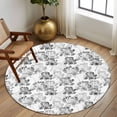 thumbnail image 2 of Large Round Rug 8Ft Washable Non-Slip, Spring Floral Circle Area Rugs for Living Room Bedroom, Grey Dandelion Plants Pastoral Flower Botanical Indoor Floor Mats Carpet Runner for Home Decor, 2 of 8
