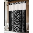 thumbnail image 4 of Black Boho Geometric No Hook Shower Curtain Waterproof, Bathroom Curtains with Snap in Liners and See Through Top Window, Vintage Southwestern Stripes Hotel Style Bathtub Curtains Shower 72"Wx96"L, 4 of 8