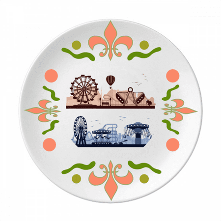 

Amusement Park Facilities Outline Flower Ceramics Plate Tableware Dinner Dish