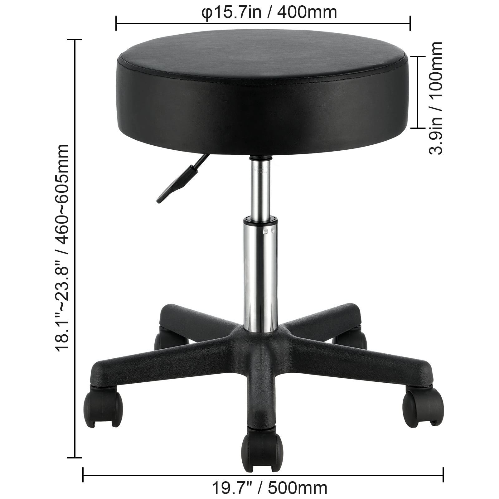 BENTISM Adult's Adjustable Salon, Bar Rolling Stool, Black