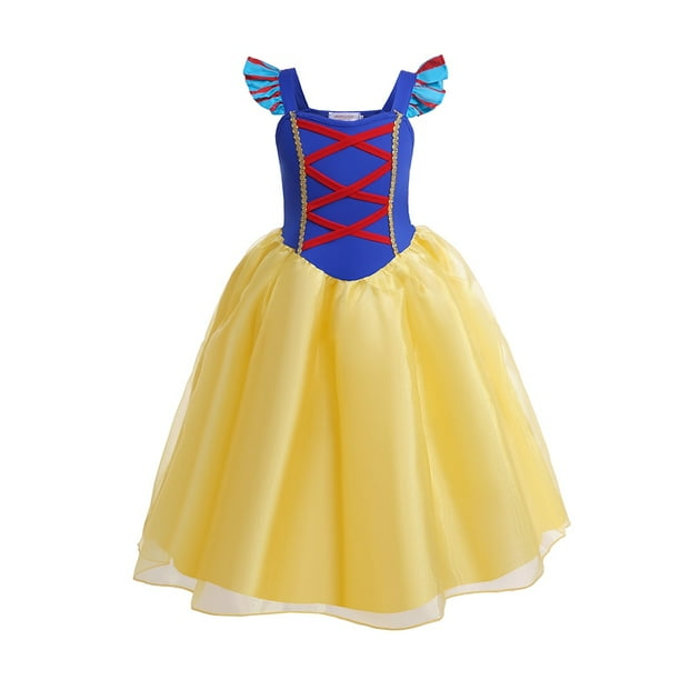 Vestido de Blancanieves de Disney para niñas, disfraz de princesa para niños con capa, vestido de baile de encaje para Halloween, ropa de fiesta de cumpleaños para niños, 9-10T (etiqueta 150) Gao Jinjia LED