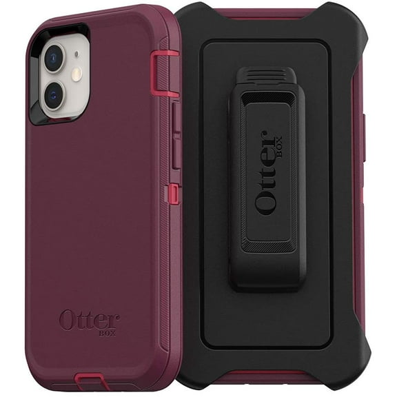 Restored OtterBox DEFENDER SERIES Case & Holster for iPhone 12 Mini - Berry Potion Pink (Refurbished)