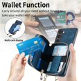 thumbnail image 2 of ELEHOLD Samsung Galaxy S23 Crossbody Wallet Case, Zipper PU Leather Phone Case with Card Holder Wrist Strap Purse Cover for Samsung Galaxy S23,Blue, 2 of 7
