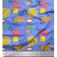 thumbnail image 1 of Soimoi Blue Cotton Voile Fabric Text & Jar Art & Craft Print Sewing Fabric Yard 56 Inch Wide, 1 of 3