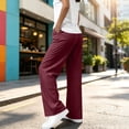 thumbnail image 2 of Outfmvch Women Pinstripe Striped High Waisted Wide Leg Dress Pants Stretchy Flowy Slacks with Side Pockets Breathable Lightweight Business Office Work Daily Dressy Workplace Trousers Red L, 2 of 3