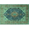 thumbnail image 1 of Ahgly Company Machine Washable Indoor Rectangle Medallion Turquoise Blue Traditional Area Rugs, 7' x 10', 1 of 4
