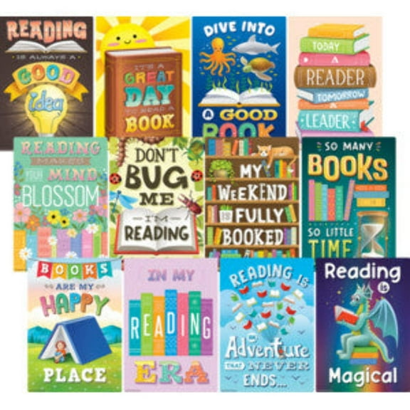 Teacher Created Resources Reading Is Fun Small Poster Pack, 12 Posters