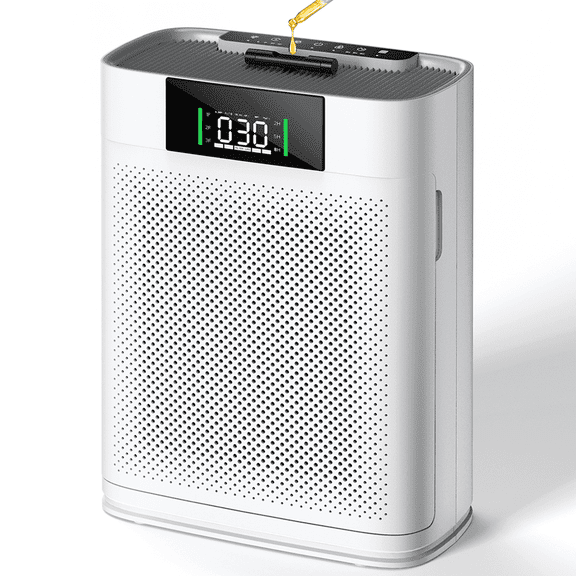 Honeyuan Air Purifier for Large Rooms up to 3500 Sq Ft, H13 True HEPA Filter, PM2.5 Air Quality Display, Pets Odor Removal, Aromatherapy, Child Lock, Model ZY3866G, White