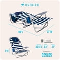 thumbnail image 5 of Ostrich The Heavy-Duty Backpacker Portable Reclining Beach Chair with Face Hole, Stripe, 5 of 13