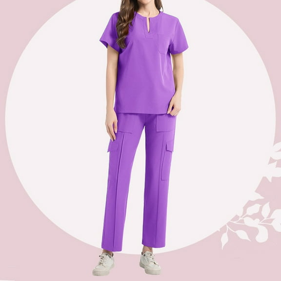 SHITINN Women'S Scrubs Cozyfit Scrubs for Women Purple Scrubs for Women Cozy Fit Nurse Scrubs for Women Set