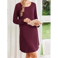 thumbnail image 5 of KISSGAL Bamboo Viscose Nightgowns for Women Long Sleeve Pajamas Dress Curved Hem Nightdrss Knee Length Sleepshirts, 5 of 7
