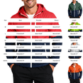 thumbnail image 3 of Water Resistant Color Block Windbreaker Jacket for Men, Adjustable Hood Zip Up Light Coat for Weekend Jogging Sports Red M, 3 of 4