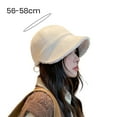 thumbnail image 5 of Waroomhouse Thermal Hat Warm Cozy Thermal Hat Women Winter Hat Thick Soft Plush Solid Color Wide Long Brim Sun Protection Fisherman Hat, 5 of 8