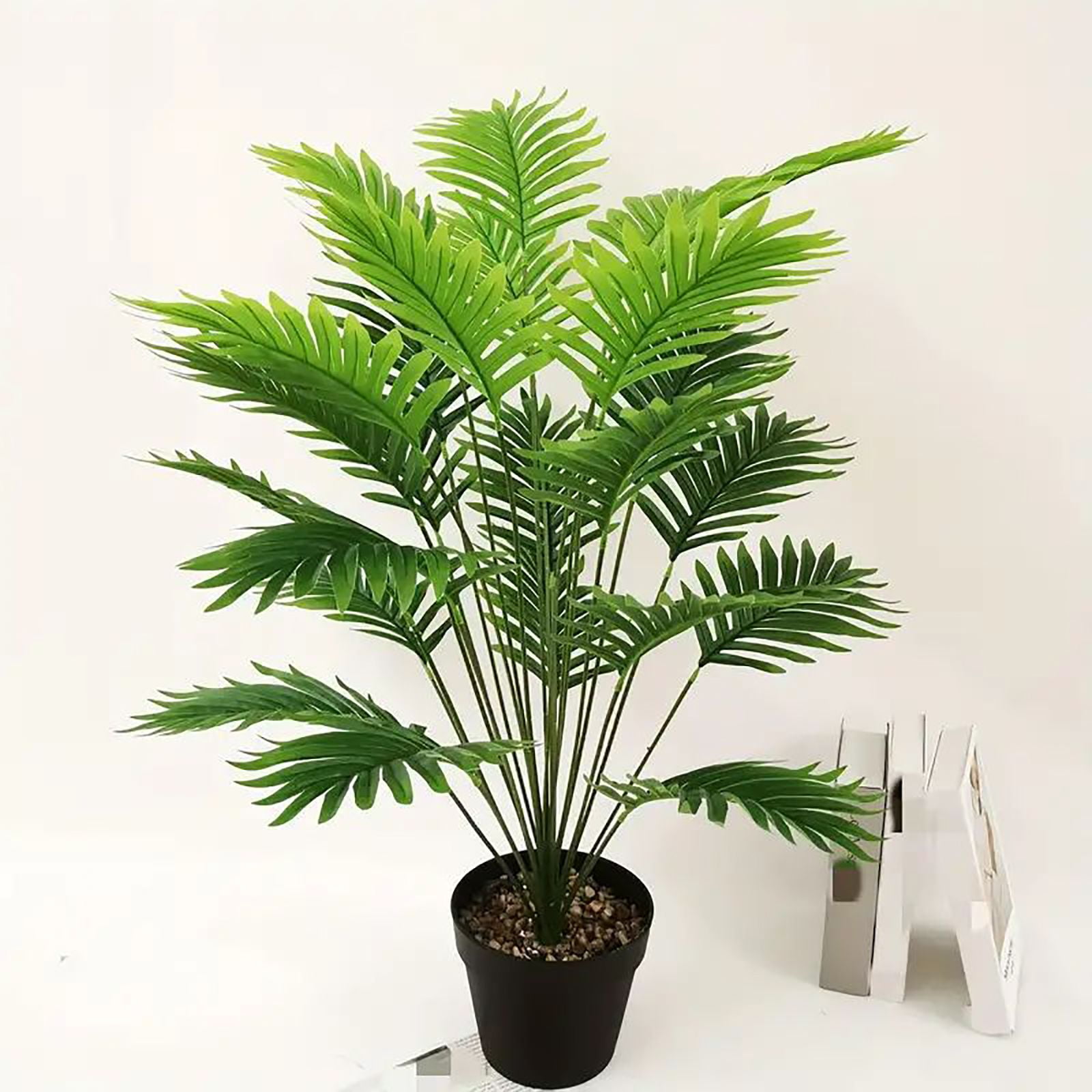 Artificial Areca Palm Tree Faux Plants 30 inch Artificial Plants Faux Fake Palm Tree Large Areca Palm Plants Tropical Leaf Greenery Family Office Indoor Outside Decor (Flowerpot not included) (90CM)