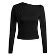thumbnail image 6 of Elainilye Fashion Long Sleeve Undershirt for Women Casual Pullover Top Soild Color Round-Neck Bottom Shirt Tops,Black, 6 of 9