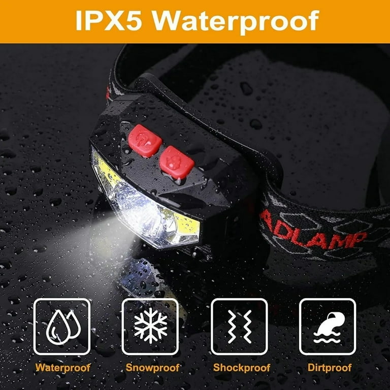 Headlamp Flashlight, Lumen Ultra-Light Bright LED Rechargeable Headlight With White Red Light, 2-Pack Waterproof Motion Sensor Head Lamp, For Outdoor