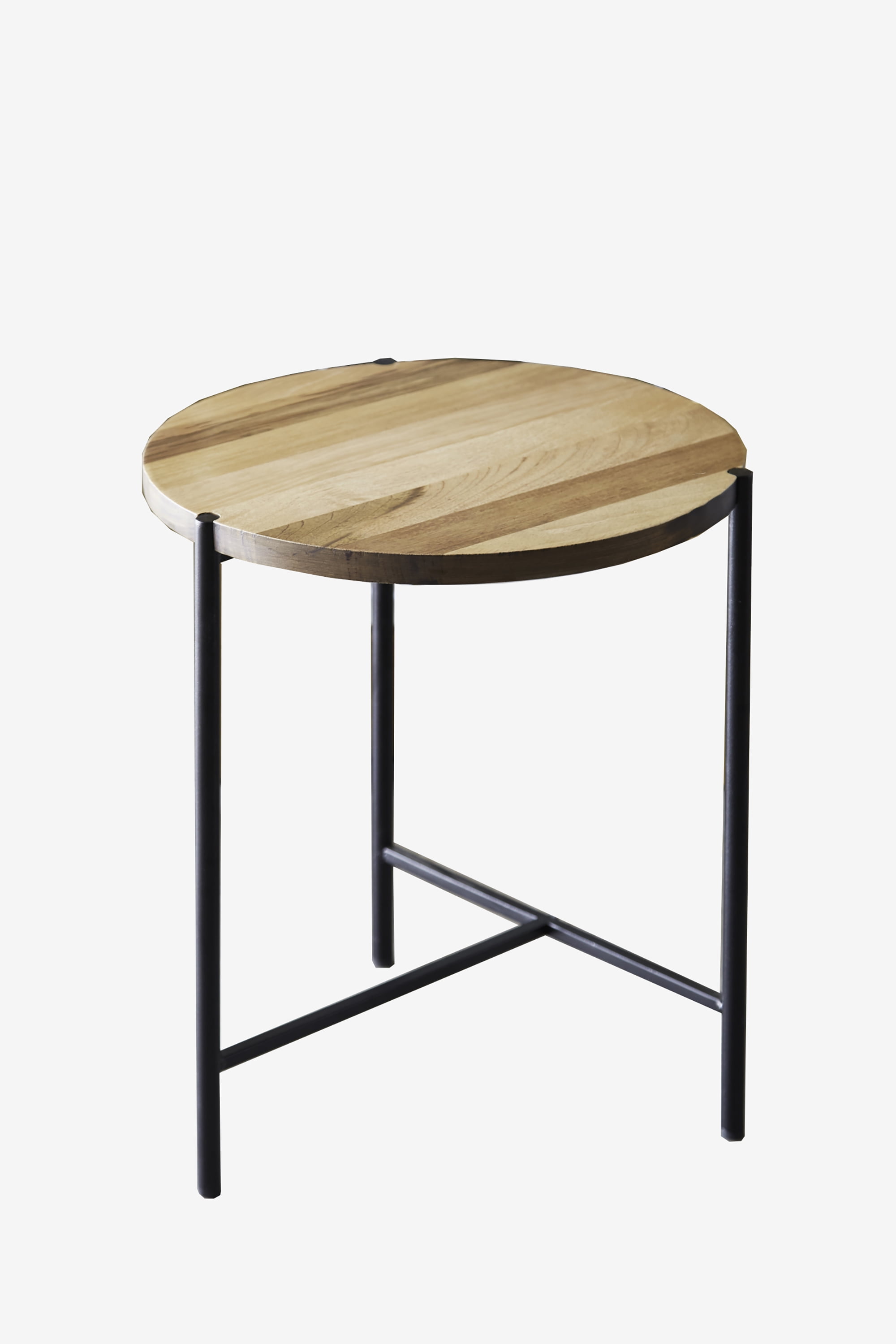 18" in ROUND WOOD MID CENTURY LOW END TABLE W/ METAL LEGS - Walmart.com