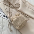 thumbnail image 2 of Bolso tejido, bolso de mujer, bolso tipo cubo tejido con hierba, bonito bolso bandolera personalizado para niña, 2 of 4