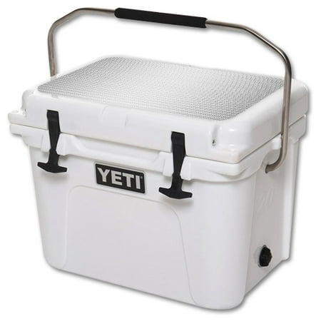 Skin For YETI Roadie 20 qt Cooler Lid – White Carbon Fiber | MightySkins Protective, Durable, and Unique Vinyl Decal wrap cover | Easy To Apply, Remove, and Change Styles | Made in the (Best Way To Remove Decals)