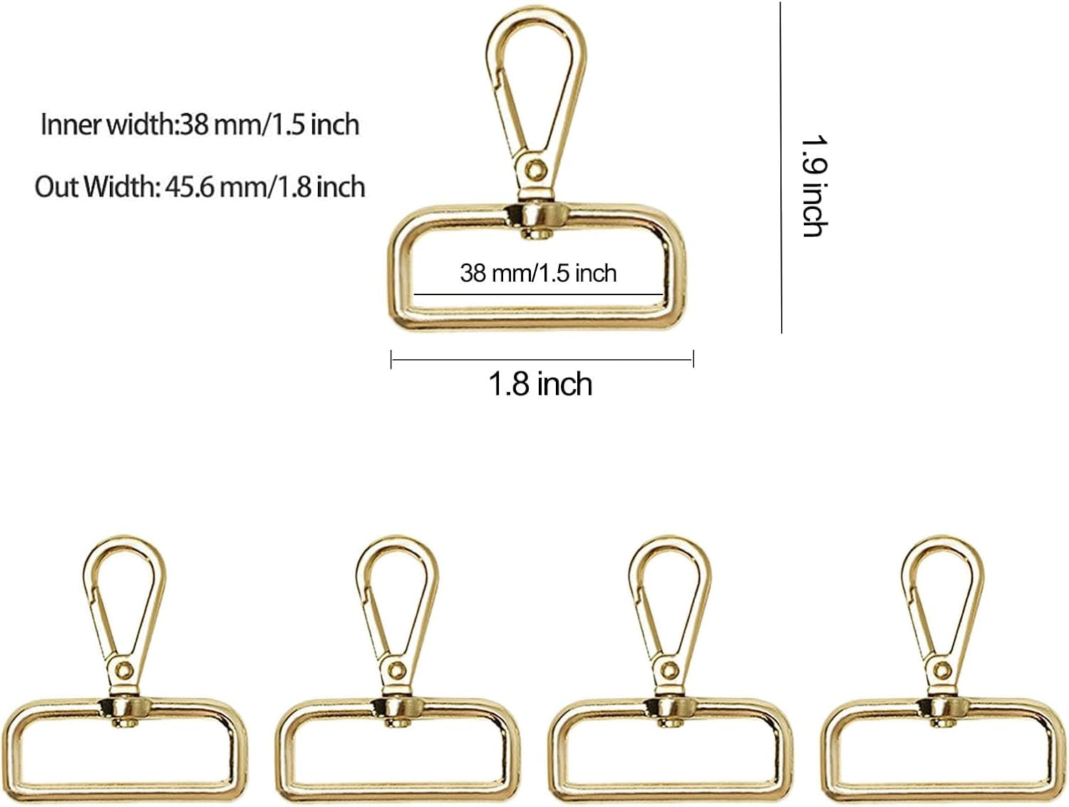 ABCISI 24 Pack Lobster Claw Swivel Clasps Metal D Ring Snap Hooks Lobster Trigger Lanyard Clasp Clips Hook for Keychain Jewelry DIY Crafts Purse Bag Making 1 1/2 Inch (1.5 Inch Gold)