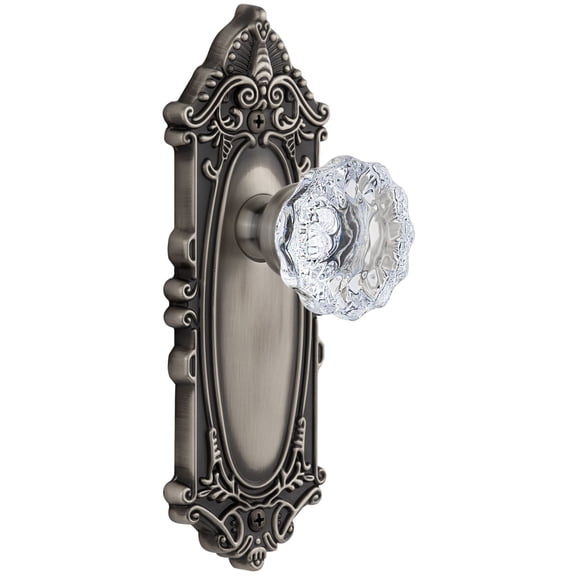 Grandeur Fontainebleau Door Knob with Grande Victorian Plate