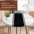 thumbnail image 5 of Black Round Fitted Table Cover Stripes Solid Color Waterproof Table Cloth with Elastic Edge Wipeable Tablecloth for Picnic Camping Party Fits 36"-44" Diameter, 5 of 8