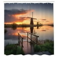 thumbnail image 3 of Ambesonne Nature Shower Curtain, Dutch Windmill River, 69"Wx70"L, Orange Blue, 3 of 5