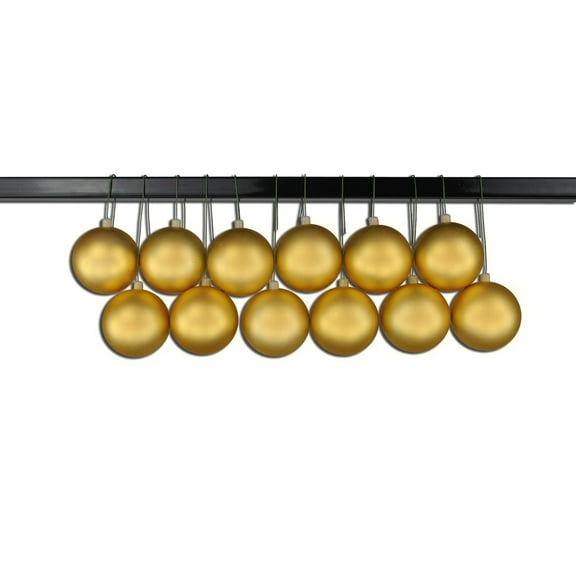 12 Pack 60mm 2.5" Matte Gold Ball Ornament UV Coated with Wire