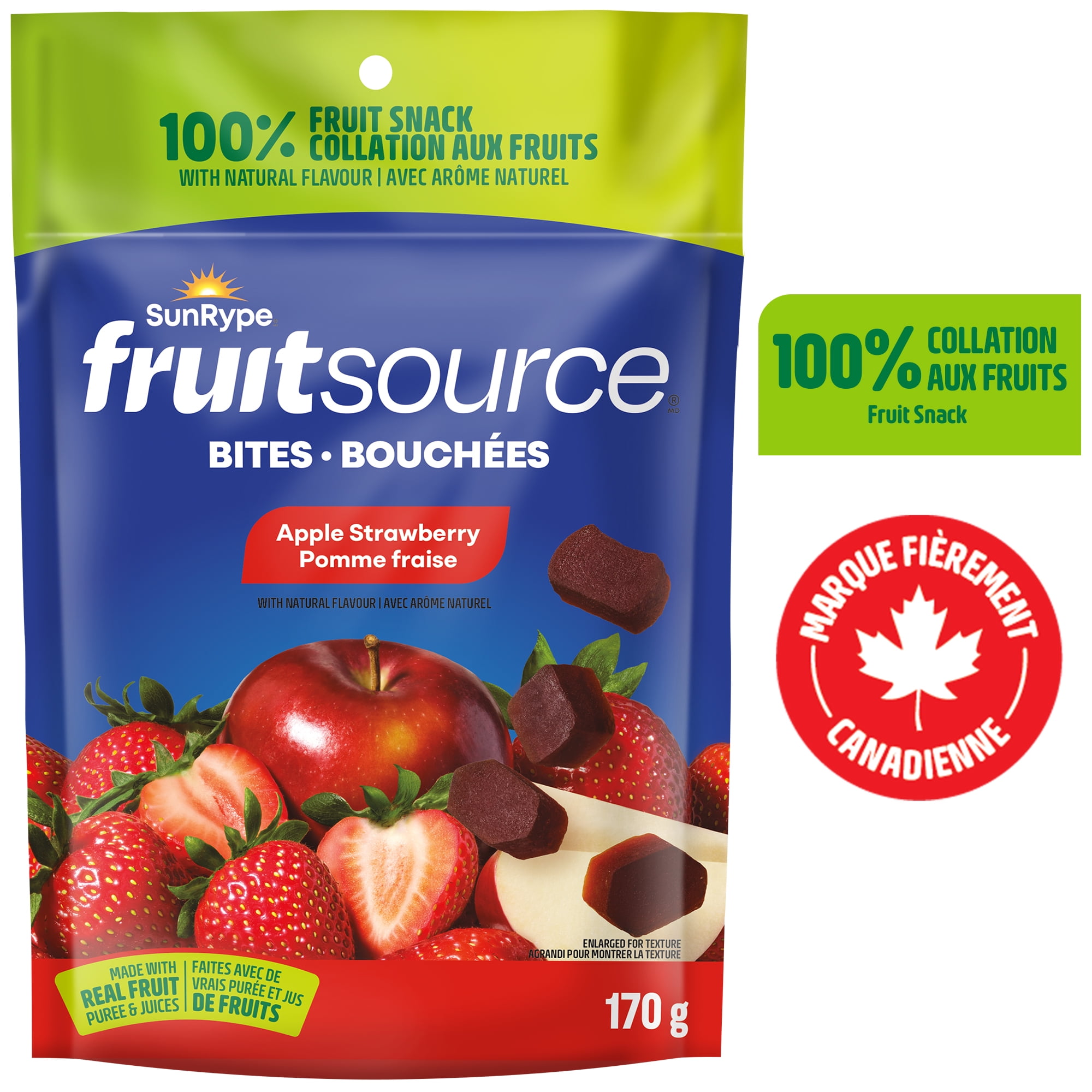 SunRype Fruitsource Apple Strawberry 100% Fruit Bites, 170 g