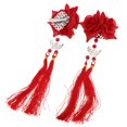 thumbnail image 4 of Pinza de cabellero de flores de tela china de 2 piezas con accesorios para el cabello con borlas horquillas para el cabello rojo Yinane pinzas de pelo chino para mujeres, 4 of 8