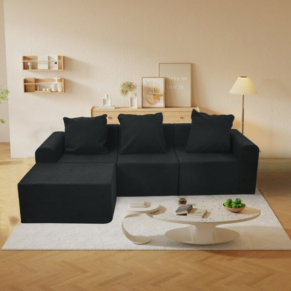 Convertible Modular Sectional Sofa With CertiPUR-US Foam And Stain Resistant Microfiber Fabric For Living Room