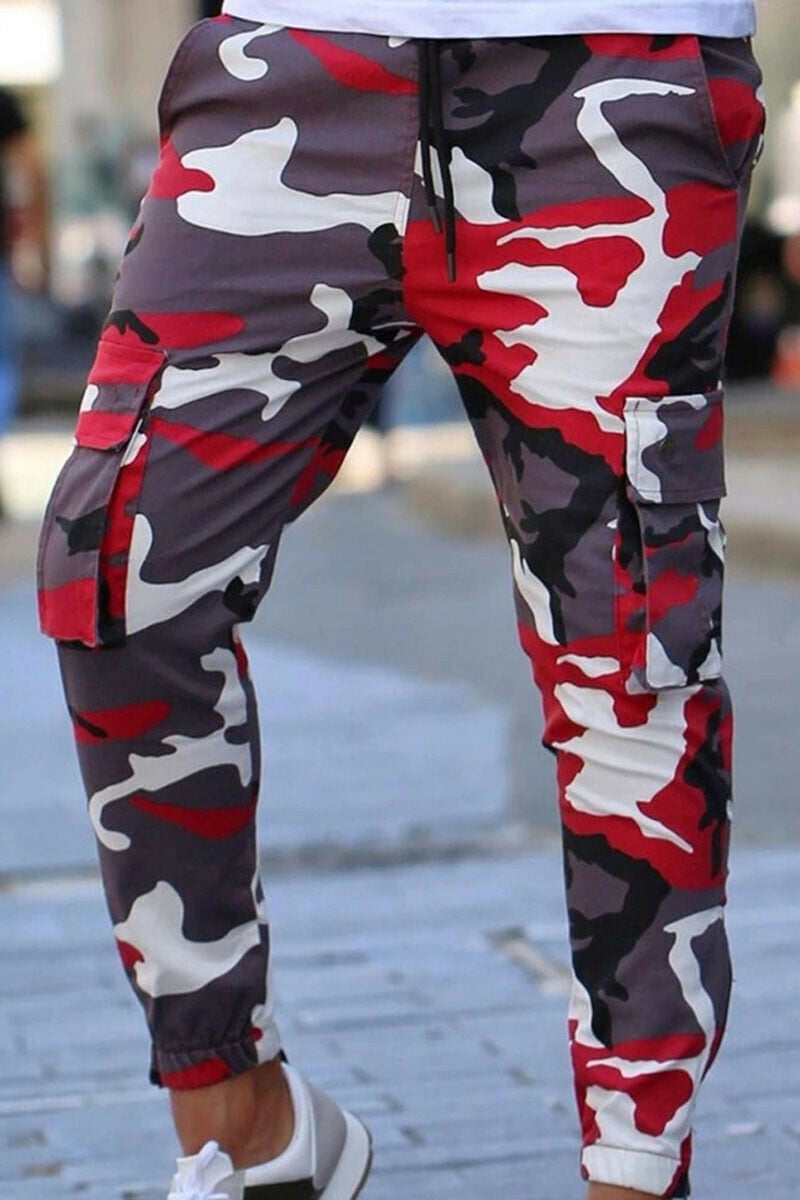 Mens Designer Camo Army Skinny Slim Fit Joggers Bottoms Sports Sets Tracksuit 