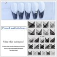 thumbnail image 3 of 6 Sheets 3D French Nail Tip Stickers Decals Self-Adhesive Semi Transparent Gradient Check Pattern Black and White Halo Dyeing Stripe Nails Tips for Women Girls DIY French Nail Tips, 3 of 4