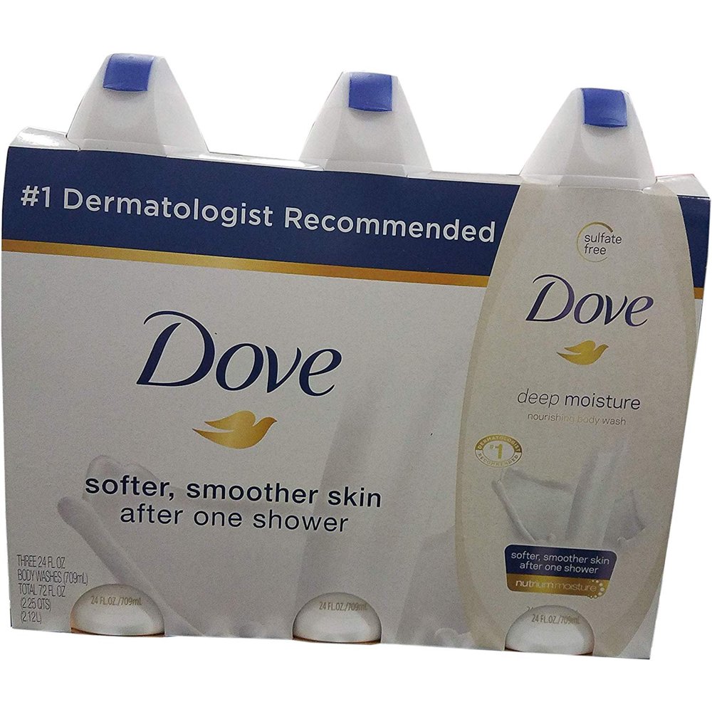 Dove Deep Moisture Body Wash, 3 Count, 72 Ounce