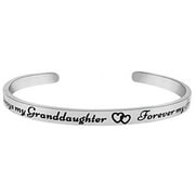 SHERIDANSTAR Granddaughter Jewelry Bracelet Gift ''Always My Granddaughter Forever My Friend'' Cuff, Valentines Day Presents for Granddaughters, Sweet 16 Birthday Gifts from Grandma Grandpa for Teens, Women, Adult