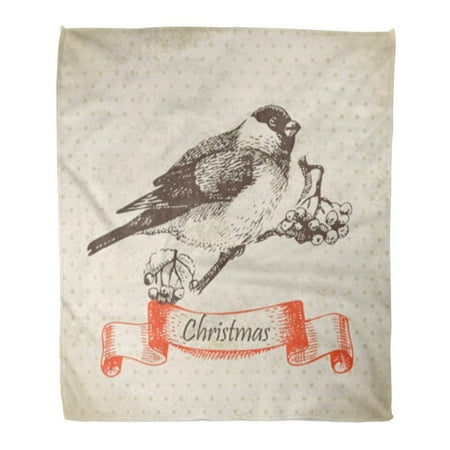 Lighting Modern Berries - KDAGR Flannel Throw Blanket Vintage Christmas Bullfinch and Ashberry Graphic Modern Ash Berry Beautiful 58x80 Inch Lightweight Cozy Plush Fluffy Warm Fuzzy Soft