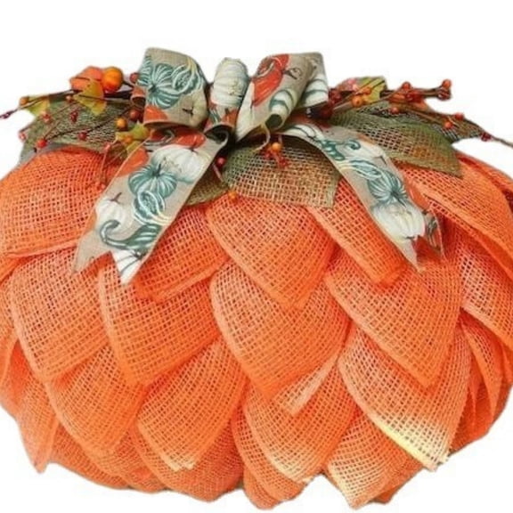 Cmafuca Halloween Pumpkin Wreath 16 Inch, Fabric Mesh Doorstep Yard Decor, Spooky Fall Front Door Wall Hanging, Indoor Outdoor Fireplace Party Props, Holiday Scene Layout Supplies