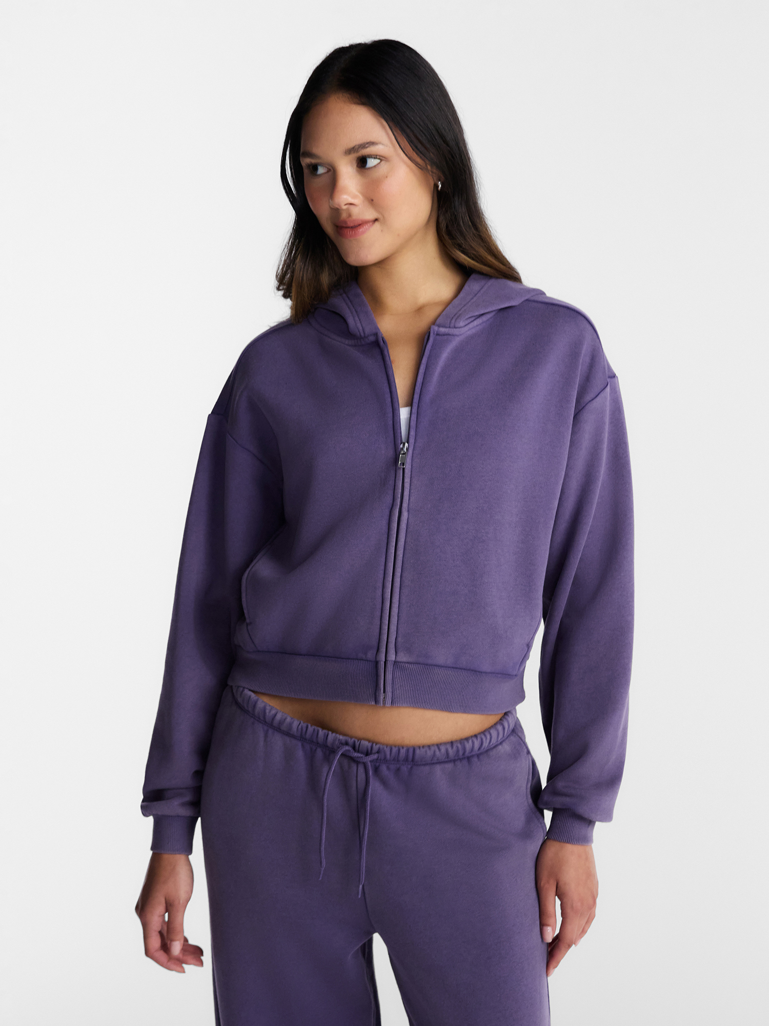 No Boundaries Boxy Zip Up Hoodie, Women's XXS-XXL