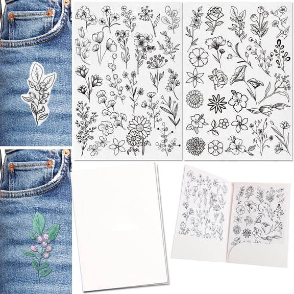 Embroidery Pattern Water Soluble Stabilizers, Stick and Stitch Embroidery Paper Wash Away with Pre-Printed Pattern Designs Stencils Transfers for Hand Sewing