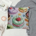 thumbnail image 2 of Qinduosi Sweets Throw Pillow Cushion Cover, Delicious Tasty Watercolor Design Print, Decorative Square Accent Pillow Case, ", Green Pink White, 2 of 5