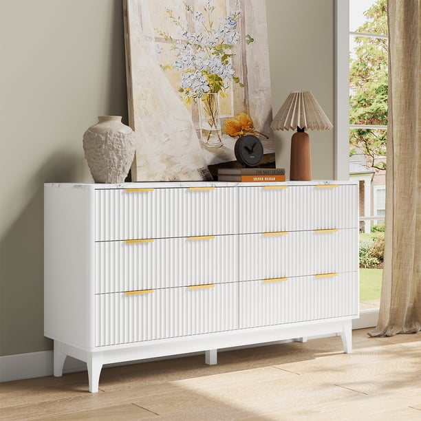 marble and gold dresser Furniture of America Esparanza Brown Cherry Dresser and Mirror main image 0