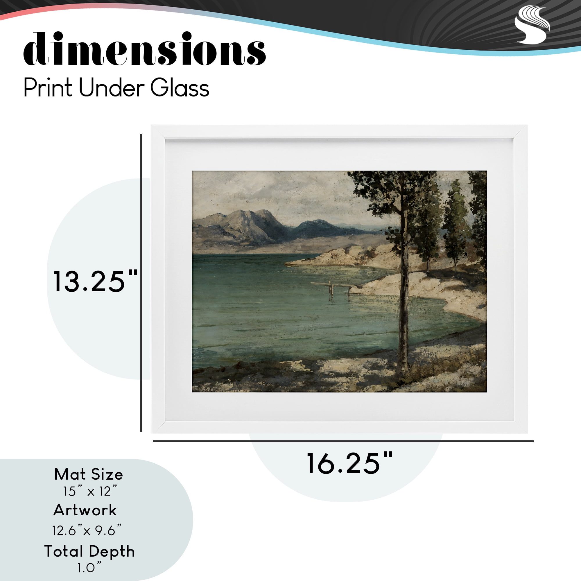 Stupell Industries Tranquil Shore with Trees White Framed Print Under Glass, design by Arlington Prints