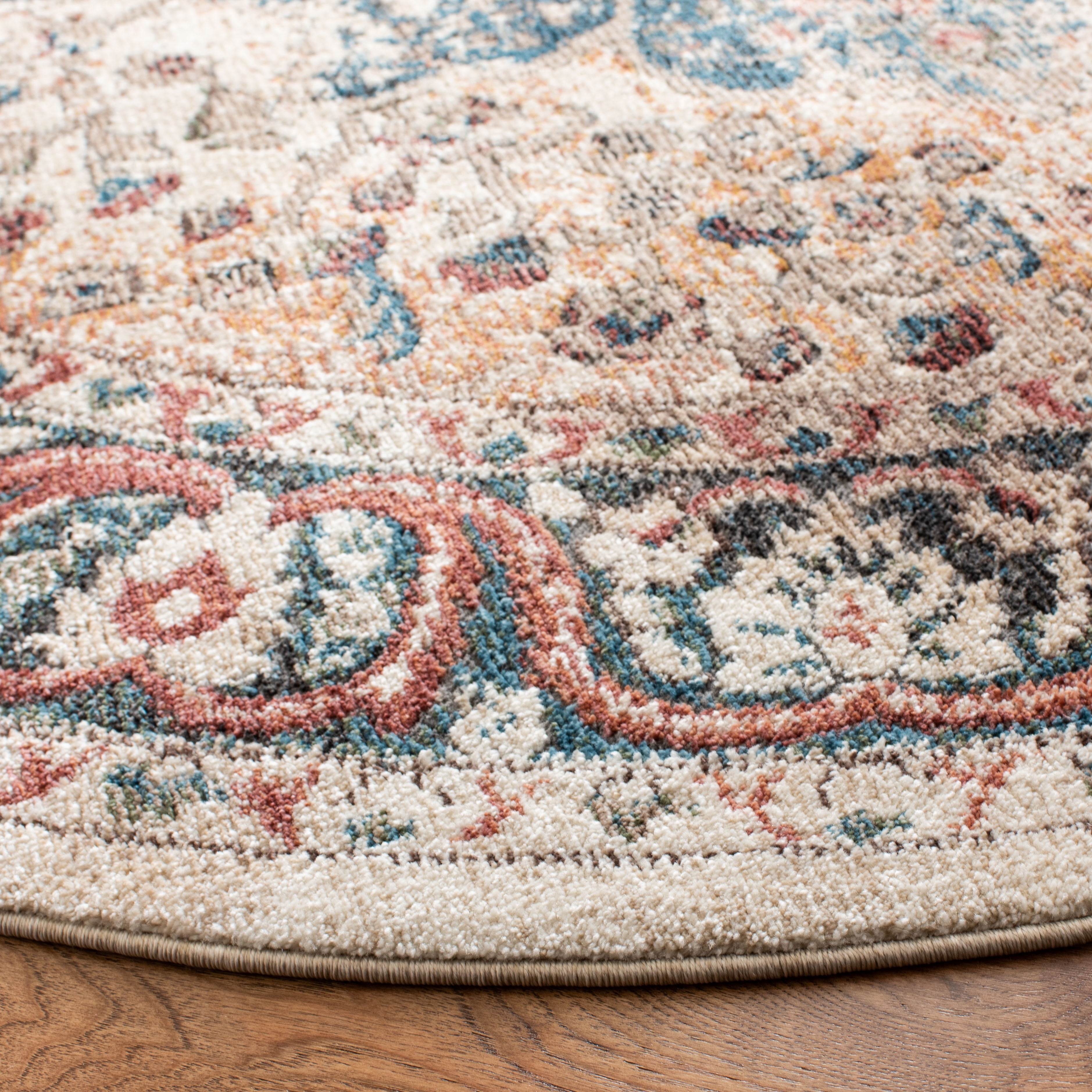 Safavieh Carlyle Blaine Medallion Area Rug, Ivory/Burgundy, 6'7" x 6'7" Round