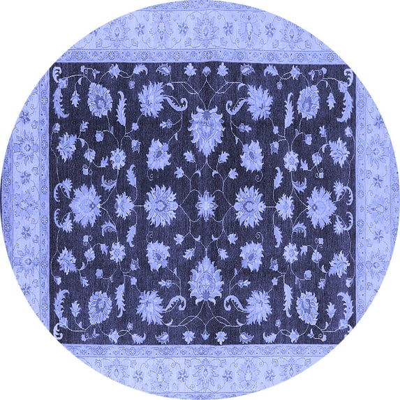 Ahgly Company Machine Washable Indoor Round Oriental Blue Industrial Area Rugs, 5' Round