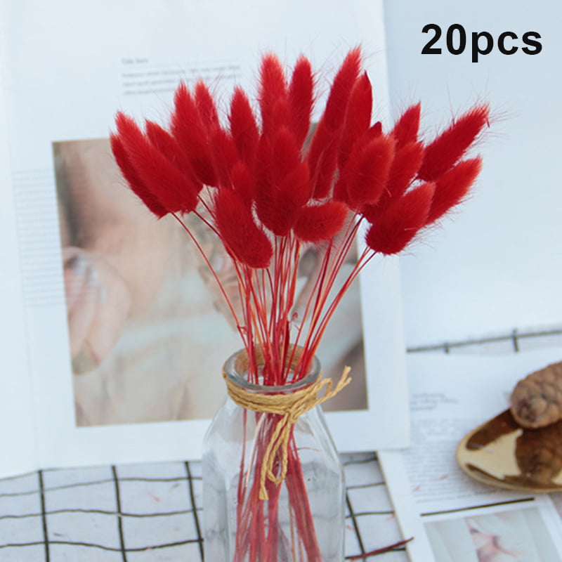 20pcs Colorful Artificial Dried Flowers Rabbit Tail Grass Bouquet Long Bunches 