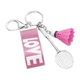 thumbnail image 4 of Milaget Mini Badminton Keychain Metal Keyring Sport Key Chains Key Holder Decoration Rose Red, 4 of 9