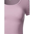 thumbnail image 3 of A2Y Women's Basic Cute Scoop Neck Cotton Short Sleeve Crop Top Dusty Lavender L, 3 of 5