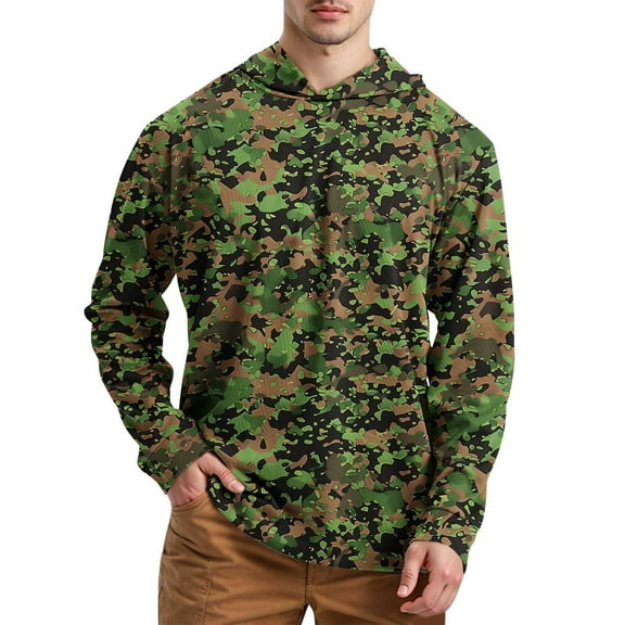 CONFREE Men's Hoodie Camouflage Prints Cooling Hoodies For Men Long Sleeve Lightweight Casual Pullover Hooded Sweatshirts